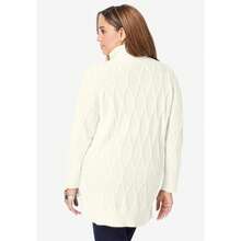 Jessica London Women's Plus Size Cable Turtleneck Sweater - 新聖人 - 查看 2