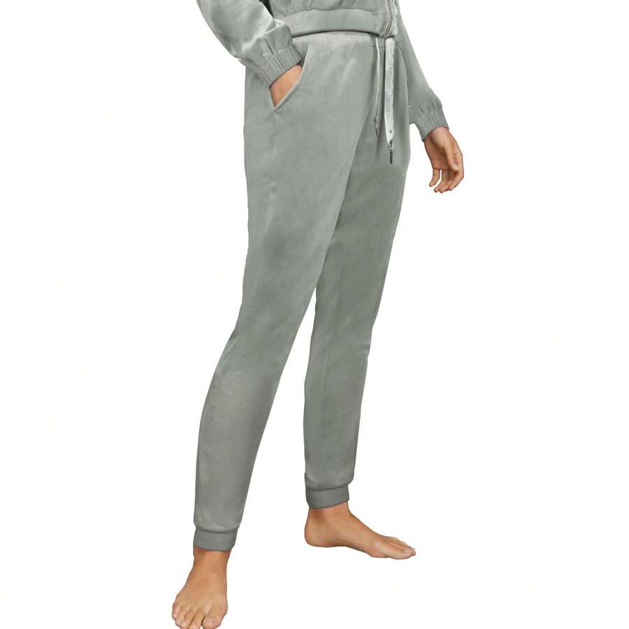 Ellos Women's Plus Size Velour Jogger Pants - CÂY THÔNG XÁM - Xem 1