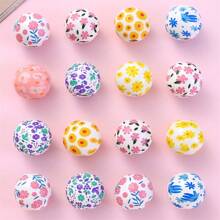 10 pièces/set Perles en bois à fleurs de marguerite de 16 mm, perles florales imprimées de style bohème rustique pour l'été, artisanat DIY, bijoux, guirlandes, création artisanale pour la Saint-Valentin