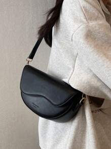 Bolso bandolera clásico de estilo retro para mujer, de unicolor, versátil, con correa de hombro ajustable, adecuado para ir al trabajo, salir de compras y citas, de estilo casual y sencillo