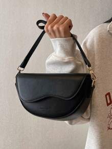 Bolso bandolera clásico de estilo retro para mujer, de unicolor, versátil, con correa de hombro ajustable, adecuado para ir al trabajo, salir de compras y citas, de estilo casual y sencillo