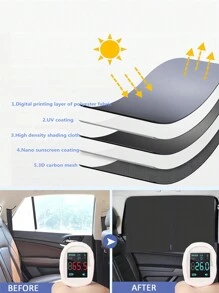 Magnetic Car Window Shade Car Side Window Shade Privacy Curtains Summer Car Sun Shades Visible Area Breathable Mesh For - Black - View 4