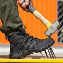 Black Steel Toe Work Shoes For Men, Steel Toe Safety Shoes With Anti Smash And Anti Puncture Functions For Women, Low Cut Safety Boots For Industrial Outdoor Construction, Garden Construction, Foot Protection For Daily Commuting, Office Sports Shoes - Black - View 2