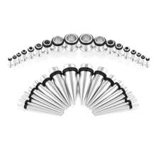 Bộ kéo dài đồng hồ đo tai 12-36 chiếc - Kích thước 14G-00G cho người mới bắt đầu - Ống thép phẫu thuật Phích cắm loe đơn Đường hầm vít vừa vặn - Cáng giãn nở Trang sức xuyên thấu - máy giãn nở tai - Xem 20