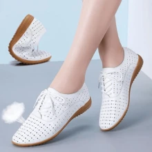 Zapatos Casuales Para Mujeres, Mocasines Transpirables De Punta Cuadrada Y Planos Suaves, Para La Primavera Y El Otoño - Blanco - Ver 3