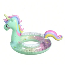Flotador inflable de piscina - Anillos de nado de unicornio y dinosaurio flotadores inflables de juguetes de natación divertidos y lindos para el verano - Verde - Ver 5
