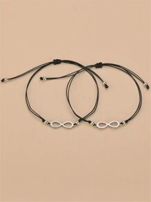 Conjunto de 2 pulseras de acero inoxidable con símbolo infinito de joyería y tarjeta de número 8, pulseras a juego para pareja