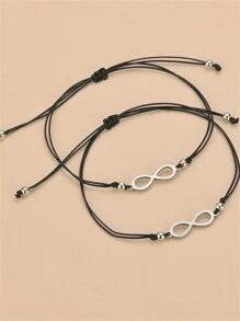 Conjunto de 2 pulseras de acero inoxidable con símbolo infinito de joyería y tarjeta de número 8, pulseras a juego para pareja