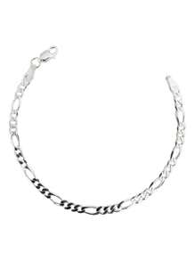 Esclava Pulsera Fígaro 3x1 Hombre Mujer Plata 925 4 Mm - Burdeos - Ver 1