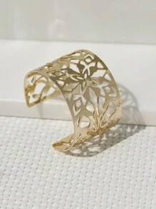 鏤空開口手鐲 - 金色 - 查看 1