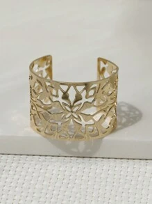 鏤空開口手鐲 - 金色 - 查看 4