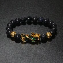 Pulsera Pi Xiu que cambia de color de 1 pieza para mujeres Bracelets Feng Shui Wealth Pi Yao Obsidian para hombres de 10 mm Dragon Mantra bead Bangle Joyería de la suerte Pixiu de 10 mm Feng Shui Beads para hombres, Pulsera de cuentas de amuleto tallada a mano de dragón Pi Yao de 19cm-7.5inch para mujeres, joyería de riqueza