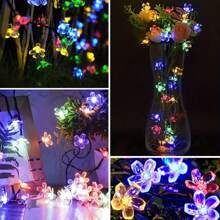 1pc Outdoor Waterproof Solar Powered Cherry Blossom LED String Lights, Garden Decor And Ambience Enhancer, Weather-Resistant, Home Decoration Lights - Multicolor - View 7
