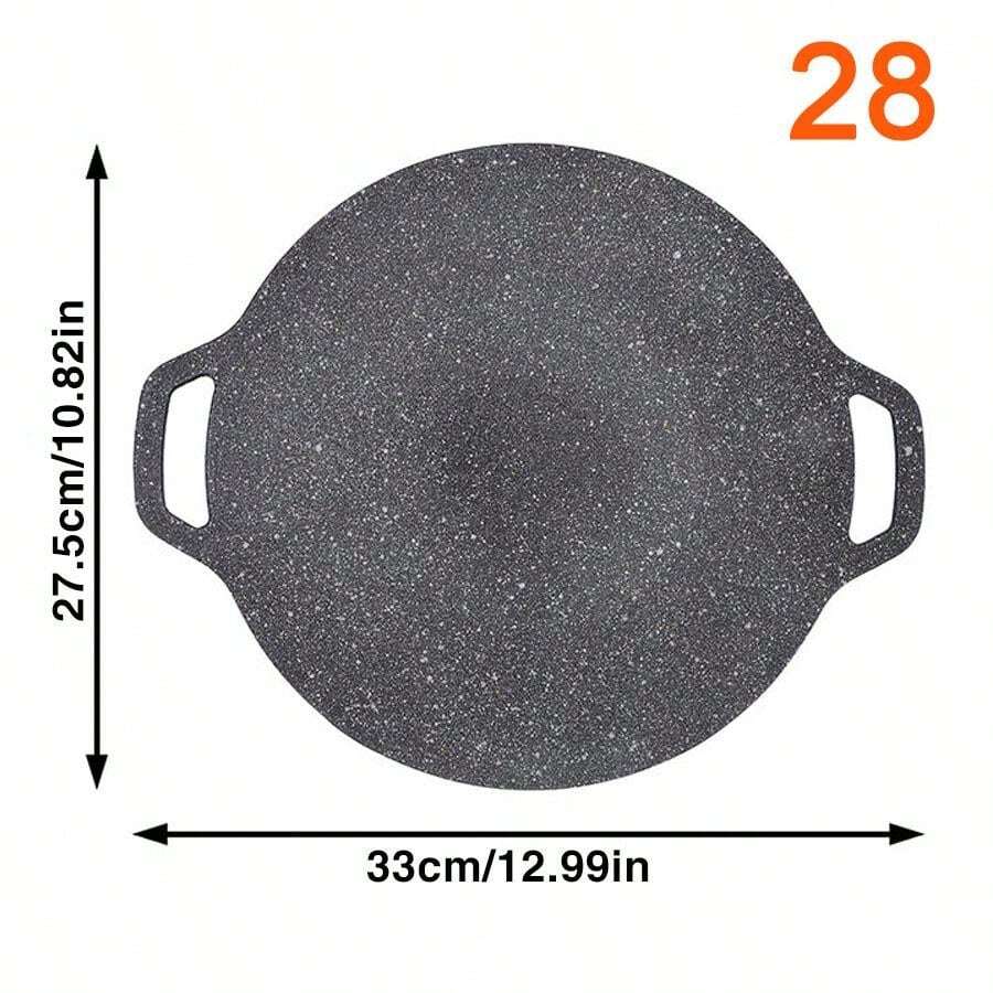 Round Cast Iron Korean BBQ Skillet, Stone Griddle With Handle