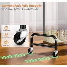 Heavy Duty Clothing Racks For Hanging Clothes Rack, 43" Wide Rolling Garment Rack Metal Clothing Hanger Rack With Wheels Wardrobe Rack For Coats, Shirts, Dress, (Black) Halloween Decorations Halloween Costumes Autumn Decor Festival Decor - Black - View 4