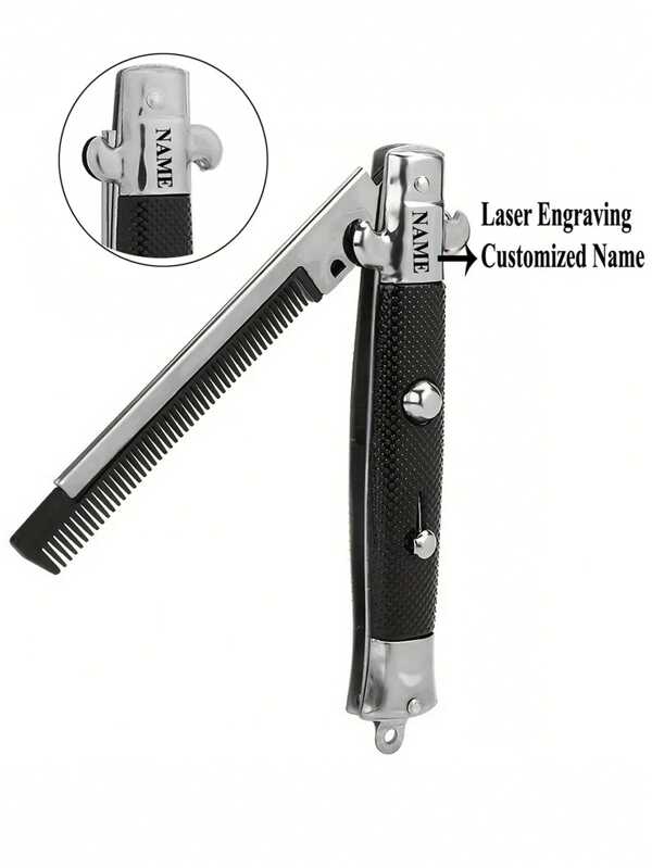 1pc Folding Spring Comb Automatic Combs Foldable Knife Brushes Hair Trimmer Comb Brush Accessories Butterfly Men Pocket Knife Comb,Multi-Functional,Ornamental,Letter,Solid Color,Exquisite,Stylish,Vintage,Modern,Colorful,Leisure,Basics,Casual,Soft,Unique,Customized,Personalized,Custom,Ideal Gifts For Her,Girlfriend,Her,Boyfriend,Friends