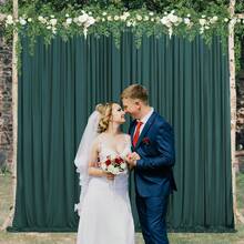 1 pieza Cortinas de fondo para fiestas, paneles de cortina resistentes a las arrugas para fiestas de cumpleaños, decoraciones de fondo para sesiones de fotos - Verde Oscuro - Ver 6