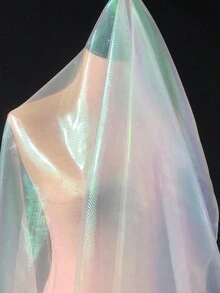 1 Máy Tính 30ft Trong Suốt Vải Organza Với Cầu Vồng Ánh Kim Lấp Lánh Cho May Vá, May Mặc, Màn, Đám Cưới, trang Trí Tiệc - trắng - Xem 3