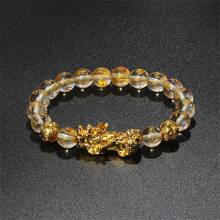 Pulsera Pi Xiu que cambia de color de 1 pieza para mujeres Bracelets Feng Shui Wealth Pi Yao Obsidian para hombres de 10 mm Dragon Mantra bead Bangle Joyería de la suerte Pixiu de 10 mm Feng Shui Beads para hombres, Pulsera de cuentas de amuleto tallada a mano de dragón Pi Yao de 19cm-7.5inch para mujeres, joyería de riqueza