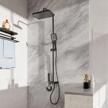 LIVINGANDHOME Living And Home Thermostatic Shower Set With High-Pressure Spray Gun - Negro - Ver 2