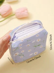 1 Pequeno absorvente menstrual com padrão de flor, bolsa para armazenamento de toalhas, bolsa para moedas, bolsa para armazenamento de absorventes higiênicos
