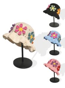 1頂女士手工鉤織空心桶帽，時尚休閒頭飾 - 彩色 - 查看 9