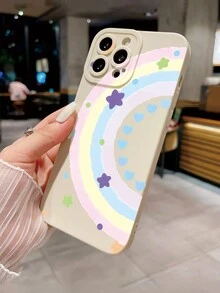 1 Vỏ điện thoại chống sốc hình đôi mắt thiên thần hình ngôi sao cầu vồng dễ thương Tương thích với Apple/Samsung/Xiaomi/OPPO/Realme/Infinix - Màu be - Xem 5