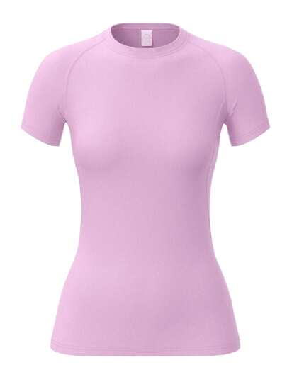 Women Gym Clothes Yoga Top Quick Dry Running Sports Fitness Suit Stretchy Tight Shirt For Morning Exercise Basic T Shirt