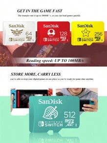 SANDISK Cartão de Memória SanDisk Mais Novo Compatível Com Switch, Cartão MicroSDXC 256G U3 4K HD Alta Velocidade de Transferência
