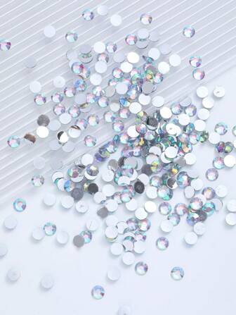 3MM圓形樹脂水鑽平底後塑膠膠水水晶指甲寶石水鑽閃閃發光適用於美甲,服裝連衣裙,工藝,杯子,包裝飾用品珠子配件