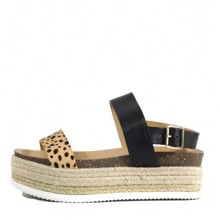 Colby Leather Espadrille Sandals - báo đen - Xem 1