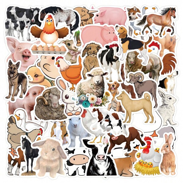 120 Stücke Bauernhof Tiere Aufkleber, süße, Cartoon ästhetische, wasserfeste Vinyl Aufkleber für Wasserflaschen, Laptops, Handy, Skateboards, Gitarren, Gepäck, Bastelbücher, Helme, Dekoration für Kinder, Jugendliche, Erwachsene Partyzubehör