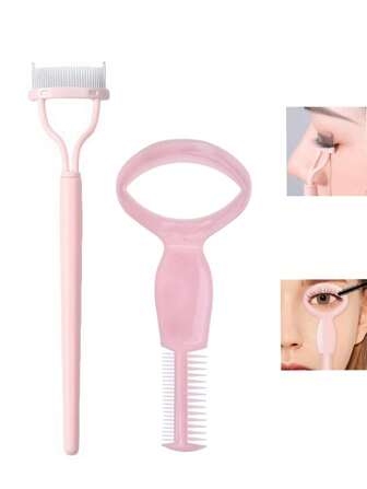 2件套睫毛工具套装 - 1把不锈钢睫毛梳，配半圆形密齿睫毛刷；1把睫毛膏涂抹刷。避免睫毛结块，防止睫毛拖尾，打造自然、根根分明、浓密卷翘的睫毛。适用于化妆、家居装饰、梳妆台、旅行、卧室等场合。化妆配件齐全，价格实惠，是圣诞礼物、礼物、女士礼物、圣诞礼物的理想之选。