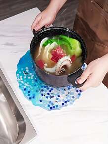 1 pièce Moule en silicone: Forme ronde grande et petite, dessous de verre en pierre cristalline asymétrique, moule de plat à bijoux pour l'artisanat de résine époxy