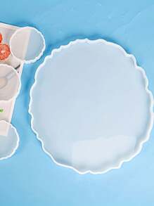 1 pièce Moule en silicone: Forme ronde grande et petite, dessous de verre en pierre cristalline asymétrique, moule de plat à bijoux pour l'artisanat de résine époxy