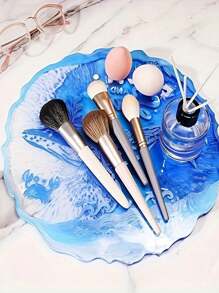 1 pièce Moule en silicone: Forme ronde grande et petite, dessous de verre en pierre cristalline asymétrique, moule de plat à bijoux pour l'artisanat de résine époxy