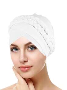 1 Peça Lenço Feminino Liso ou Multicolorido Novo para Primavera e Outono, com dois Bonés Trançados de Leite de Seda Únicos de Cor Única, Touca de Cabelo Turbante