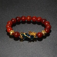Pulsera Pi Xiu que cambia de color de 1 pieza para mujeres Bracelets Feng Shui Wealth Pi Yao Obsidian para hombres de 10 mm Dragon Mantra bead Bangle Joyería de la suerte Pixiu de 10 mm Feng Shui Beads para hombres, Pulsera de cuentas de amuleto tallada a mano de dragón Pi Yao de 19cm-7.5inch para mujeres, joyería de riqueza
