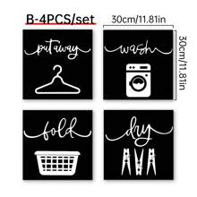 4入組，鄉村農舍洗衣房裝飾-掛牆用帆布標誌-鄉村農舍洗衣房牆壁裝飾-鄉村農舍洗衣房標誌-鄉村農舍洗衣房裝飾-鄉村農舍裝飾性的鄉村洗衣房牆身裝飾-不含相框 - 彩色 - 查看 15