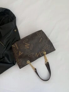 1 chiếc túi xách thời trang hình hươu bằng kim loại, túi đeo vai/đeo chéo/túi tote dung tích lớn với dây xích, họa tiết kim cương, hoa và hoa cổ điển, túi xách thường ngày phù hợp cho công sở, đi làm và các hoạt động ngoài trời, túi dành cho nữ. - màu nâu - Xem 4