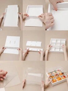2pcs/4pcs Multicompartment Dessert Box With Transparent Lid & Dividers, 6-Slot 9-Slot Cupcake Box Suitable For Mini Cupcakes, Chocolate Dipped Strawberries, Brownies & Snacks, Suitable For Wedding, Holiday, Birthday Party Dessert Packaging