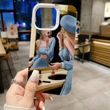 Girl Doing Makeup In Front Of The Mirror Silicone Phone Case, Compatible With IPhone 15/Pro/ProMax/XsMAX Series - Girl Putting Makeup In Front Of Mirror - View 5