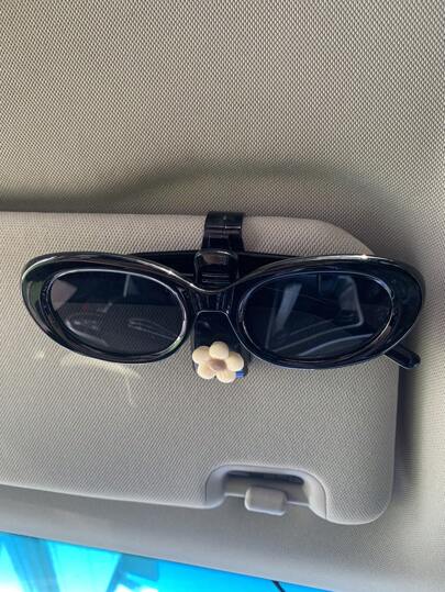 1pc Cute Flower Pattern Car Sunglasses Clip, Multi-Functional Visor Organizer For Sunshade, Tickets And Name Card