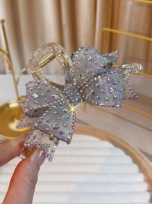 1pc Double Layered Bow Claw Clip, Light And Luxurious, Fashionable And Elegant Hair Claw Butterfly Valentine's Day,Hair Accessories,Claw Clips,Hair Jaw Clip,Hair Clutch Fall Winter Hair Clip For Vacation Outfits Woman