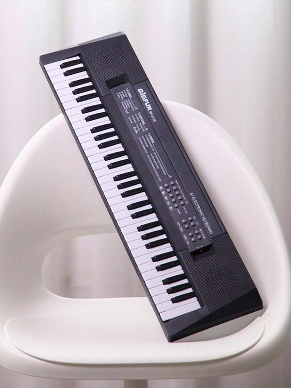 1 Pc Of 61 - Key Advanced Electronic Keyboard With A Microphone. Measuring 63 Cm, This Multi - Functional, Entry - Level Instrument Is Suitable For Children. It Can Be Played In Two Power - Supply Modes: Plugged - In Or Battery - Powered. It's A Musical, Educational And Enlightening Piano Toy, Ideal For Both Boys And Girls, As Well As Proficient Beginners.