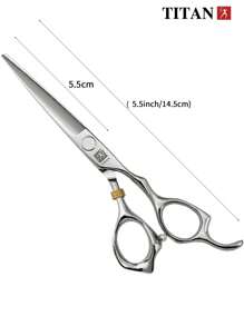 TITAN HIRLD Professional Hairdressing Scissors, 5.5" 6" Flat Shear & Thinning Shear, Japanese 440C Stainless Steel, Includes 2 Finger Rings, 1 Adjustment Plate, 1 Cleaning Cloth (All Accessories Random Color) - Silver - View 9