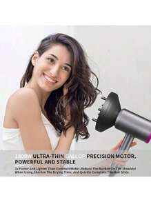 Secador de cabello profesional de 1800 W con difusor y acondicionamiento de iones: Secador de pelo potente y rápido, secador de pelo, calor con motor AC, viento frío y caliente, temperatura constante, cuidado capilar sin dañar el cabello - Rosa - Ver 2
