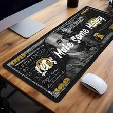 1pc Dollar Pattern Large Gaming Mouse Pad - Non-Slip Rubber Base - Stitched Edge  - Perfect For Desk, Game, Office, Home - Great Gift Idea - Multicolor - View 4