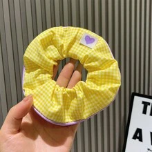 1/5pcs Plaid Hair Scrunchies Hair Ties For Girls Valentine's Day Valentines Ponytail Holders ,Head Piece