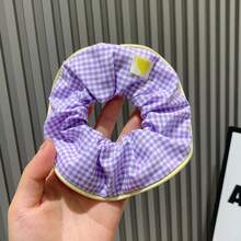 1/5pcs Plaid Hair Scrunchies Hair Ties For Girls Valentine's Day Valentines Ponytail Holders ,Head Piece